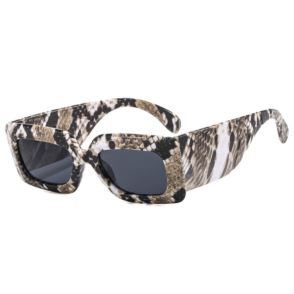 New Small Frame Square Sunglasses Women's Decorative Snake Skin Personality Sun Glasses Classic Men's Vintage Eyewear UV400