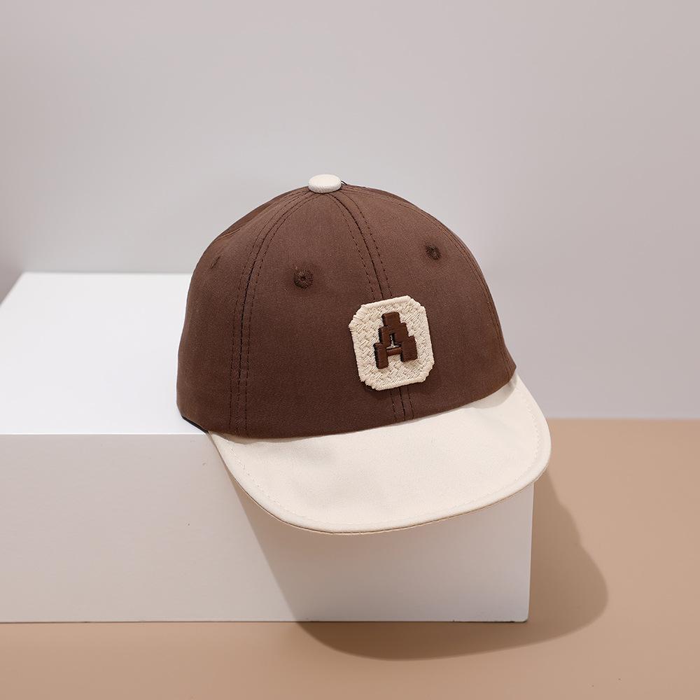 

JYL TS DIY Буква А Детская Кепка Color Block Козырек Солнцезащитная Шляпа Хлопок brown_48-50CM королева синий