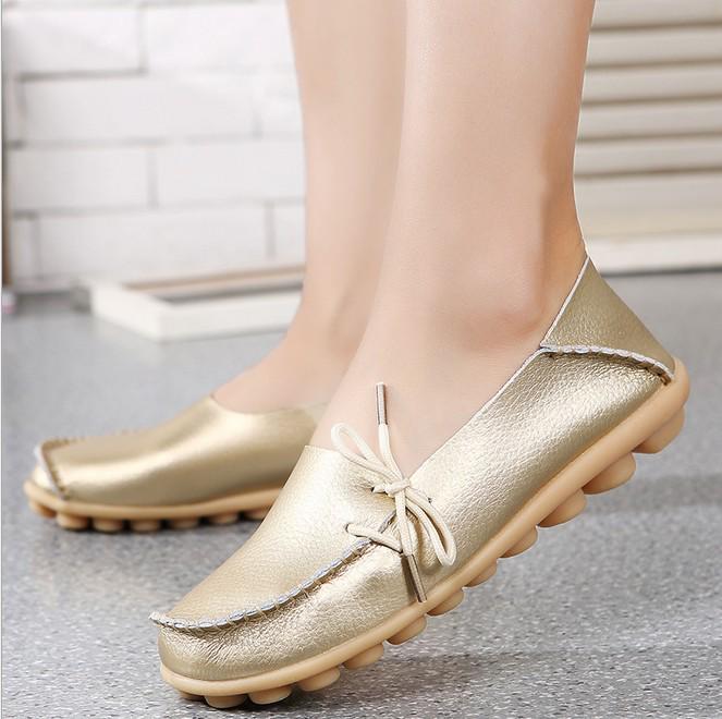 Casual Women's Single Shoes, Mother Shoes, Flat-bottomed Peas Shoes, Nurse Shoes, Lace-up Tendon Low-top Shoes