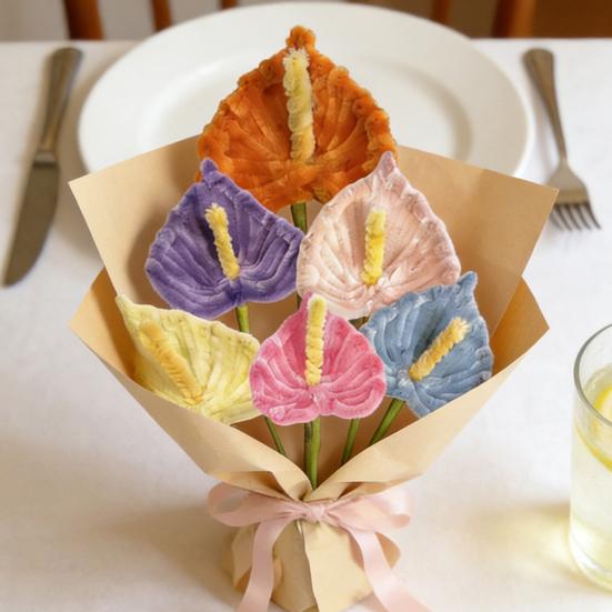 Finished Pipe Cleaners Flower Craft Handmade Artificial Calla Lily Flower for Mother's Day Birthday Wedding Home