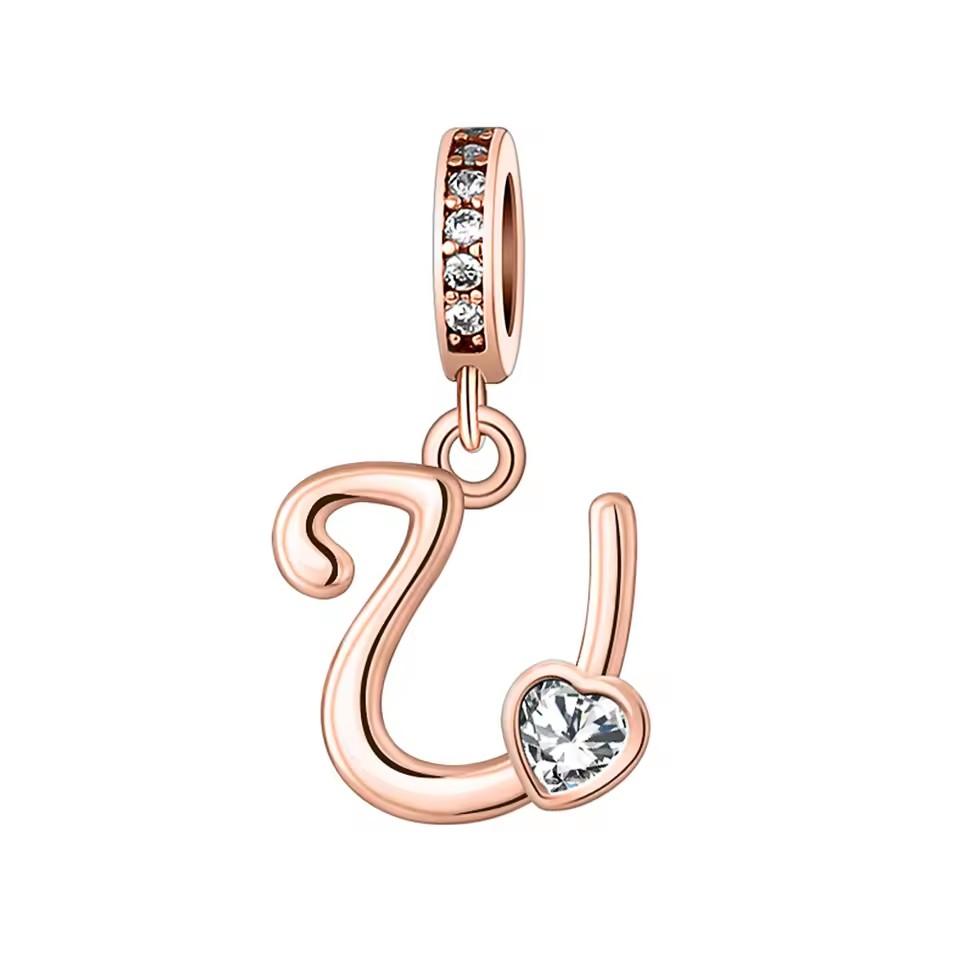 New Metal Rose Gold Light Two Tone 26 Letter English Pendant Charm Fit Ideal for Bracelets Necklaces Make your own Accessory Accessories Elegant