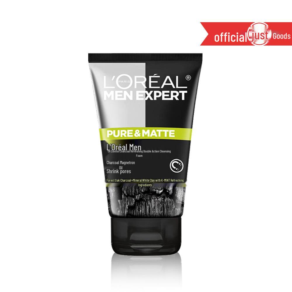 L'Oréal Men Oil Control Charcoal Cleanser 100ml - Refreshing Volcanic Rock Moisturizer