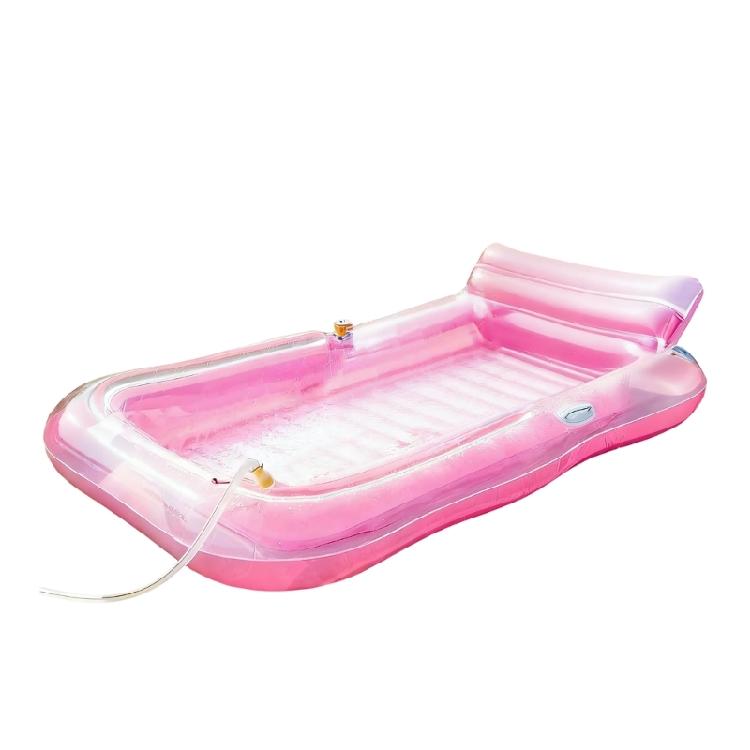Modern PVC Pool Lounger Innovative Water Sprinkling Technology Tanning Pool Float Detachable Headrest Mattress