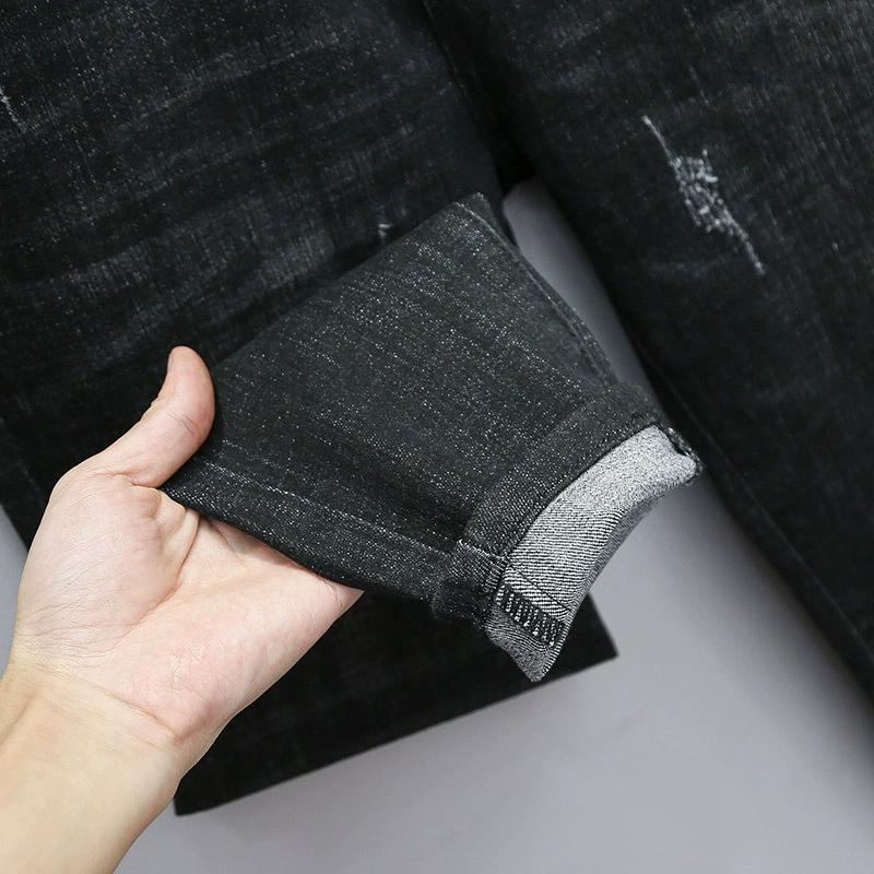 Damen Frühling und Herbst Vier Jahreszeiten Dünner Abschnitt Einfarbig Locker Dünn Harun Lässig Lang Elastisch Übergröße Jeans Hosen Hosen