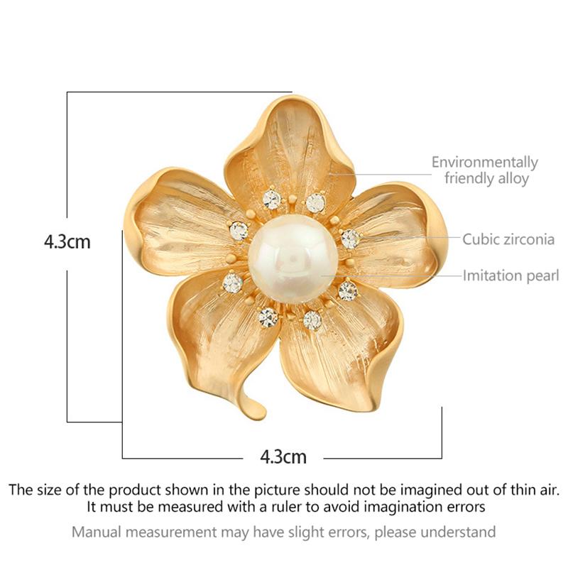 1pc Vintage Alloy Flower Brooch with Faux Pearl Fashion Pin for Suit Jacket Coat Elegant Women’s Clothing Accessory