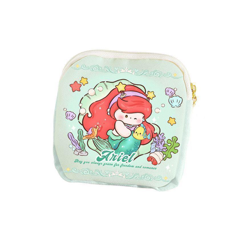 Girls' Cute Canvas Menstrual Storage Bag - Portable Cartoon Design