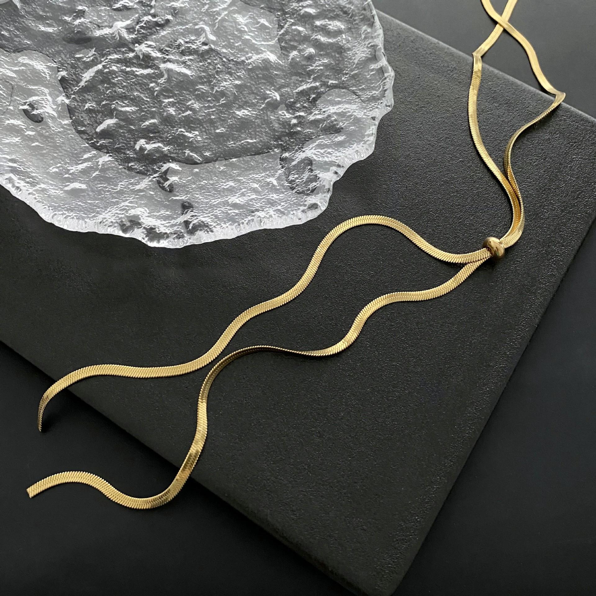 Женская модная сексуальная цепочка-змейка из нержавеющей стали, золотистого цвета, колье на ключицы, подарок