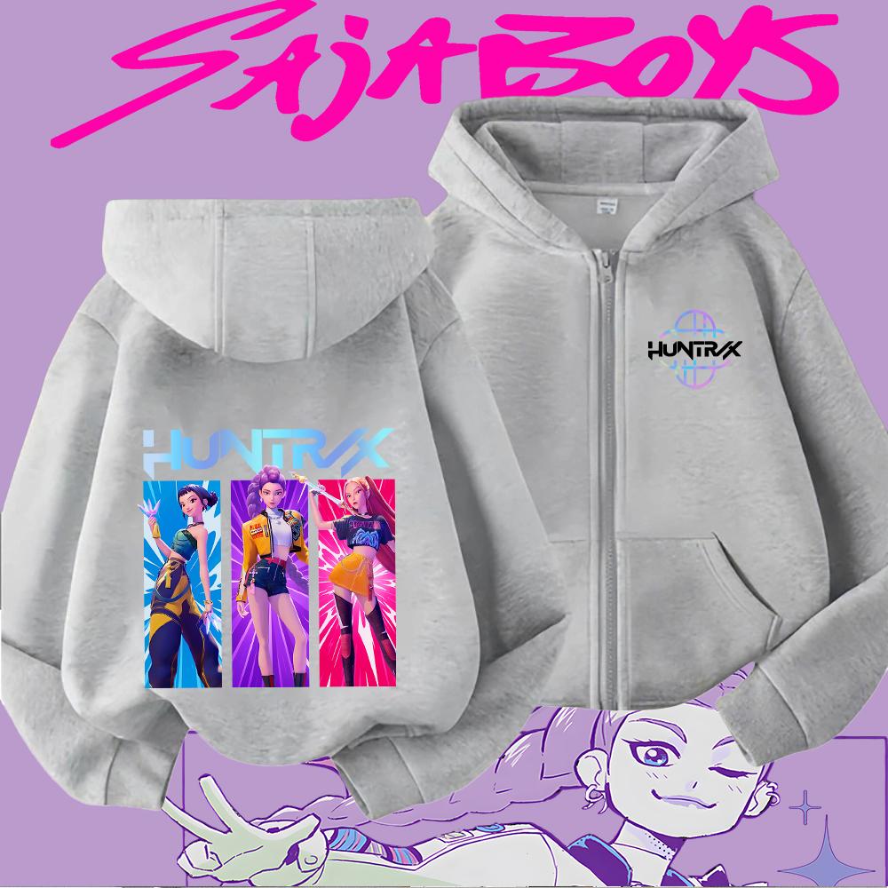 

Худи на молнии для девочек Huntrix с мультяшным принтом, повседневный свитшот с длинным рукавом для детей 160