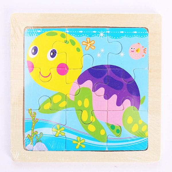 New 9 Piece Montessori Wooden Puzzle Cartoon Dinosaur Transportation Jigsaw 3d Puzzle Early Learning Educational Toys for Kids