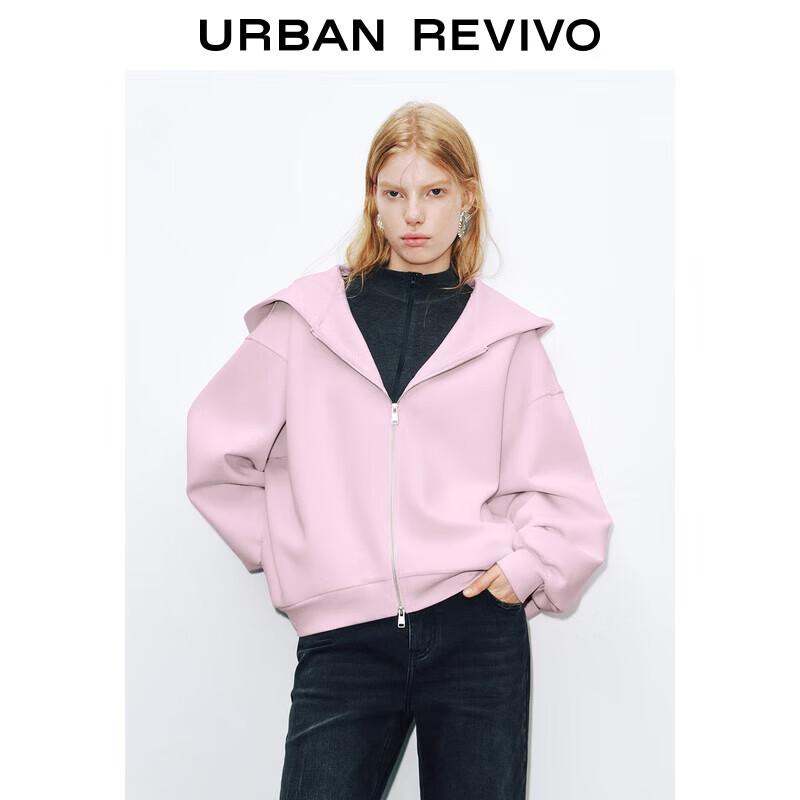 UR Women s Hooded Zipper Loose Jacket M (M-L) розовый