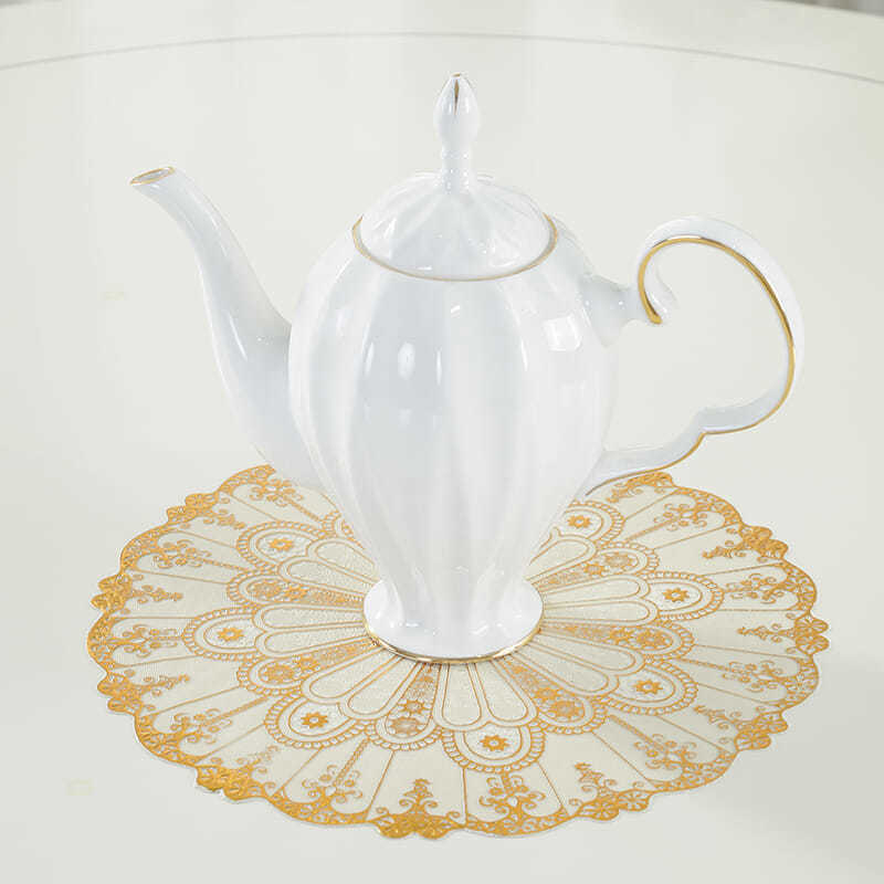 4PCS PVC Hot Stamping Cup Mat Household Bowl Mat Vase Mat Heat-insulating Fabric Dining Table Mat