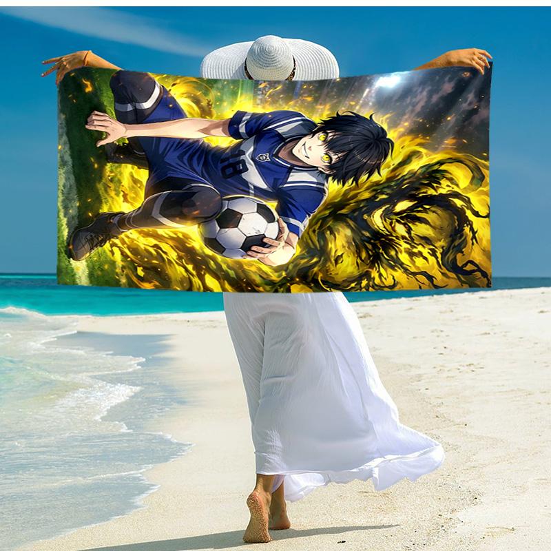 1pc Soccer Spirit Ignition Cartoon Quick Dry Microfiber Bath Towel for Swimming Surfing Camping Unisex Holiday. SJT720145