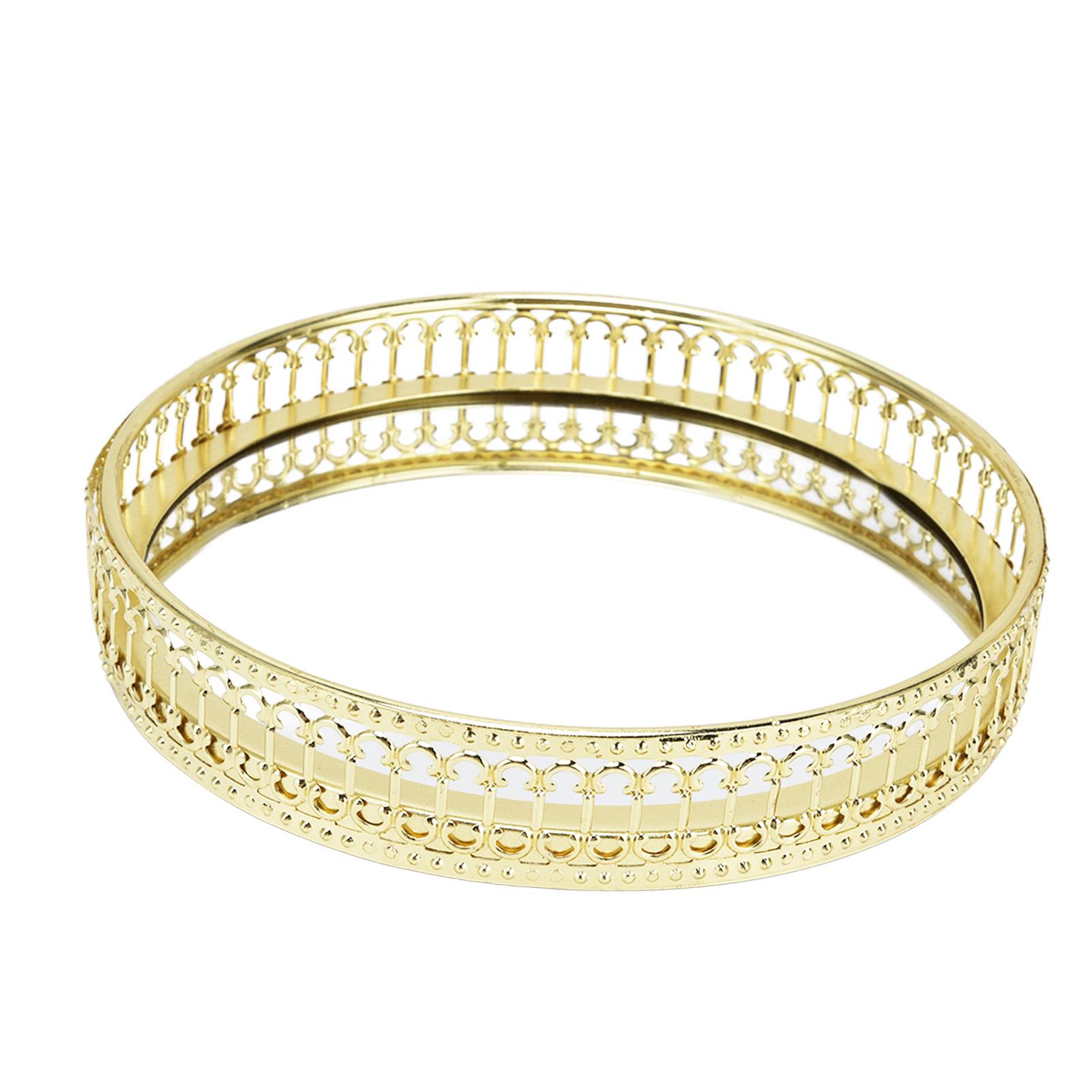 

Mirror Tray Decorative Nordic Iron Art Gold Round Light Luxury Dressing Table Organizer SmallVertical Grain Type