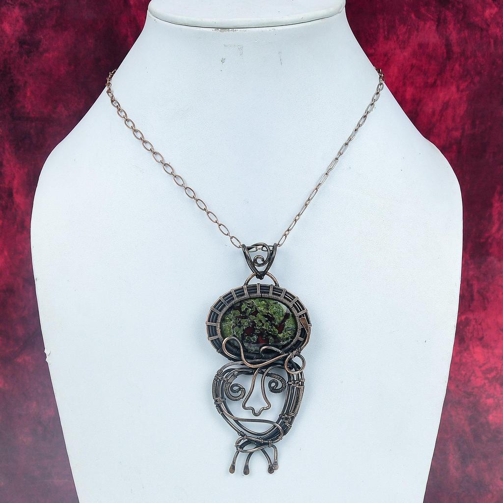 Drachenblutstein Edelstein Anhänger Handgefertigter Schmuck Kupferdraht Umwickelter Anhänger