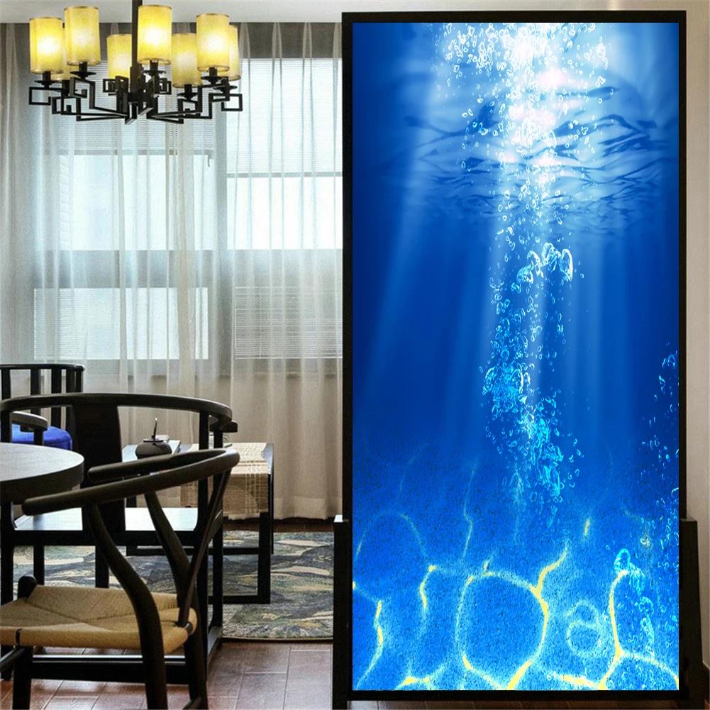 

Window Privacy Film Static Cling No Glue Decorative Seawater Window Treatments Glass Window Sticker 102A (as the picture,40x60cm WxH)