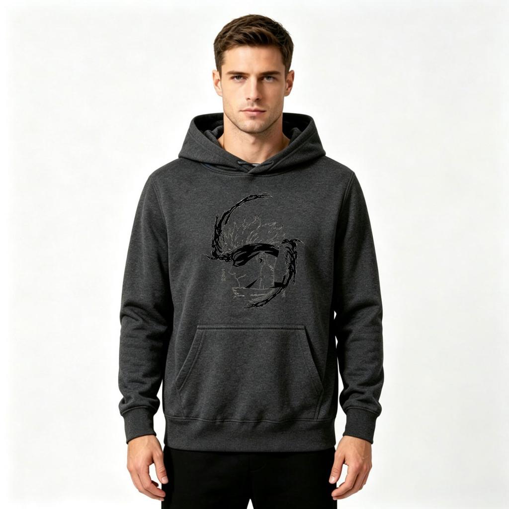 Men's Anime Printed Pullover Hoodie Casual Long Sleeve Streetwear Hooded Sweatshirt