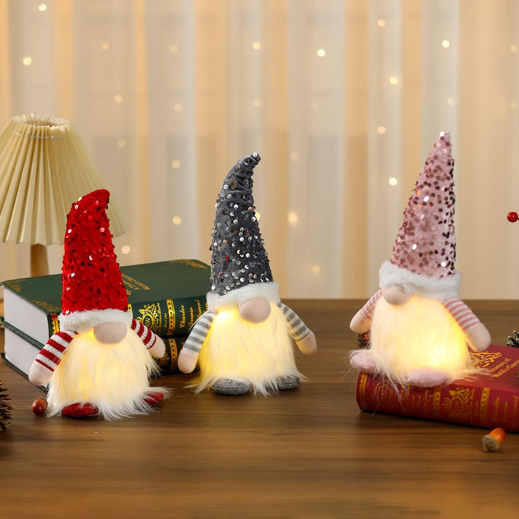 Valentine's Day Large Sequin Glow with Lights Figure Christmas Glow Faceless Doll Adornment