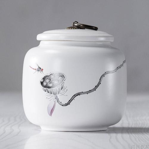 Creative Ink Painting Ceramic Storage Jar with Lid Sealed Tea Tin Candy Coffee Food Jar Storage Container Home Decoration Modern