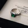 Eleganter Vintage Grüner Zirkon Geometrischer Offener Verstellbarer Ring Für Damen Mode 2024