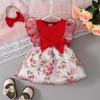 Baby Ruffle Bow Flower Mesh Dress Jumpsuit for 0-2 Years