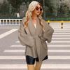 Women's autumn and winter new sweater European beautiful women's knitted top jacket lace-up cardigan