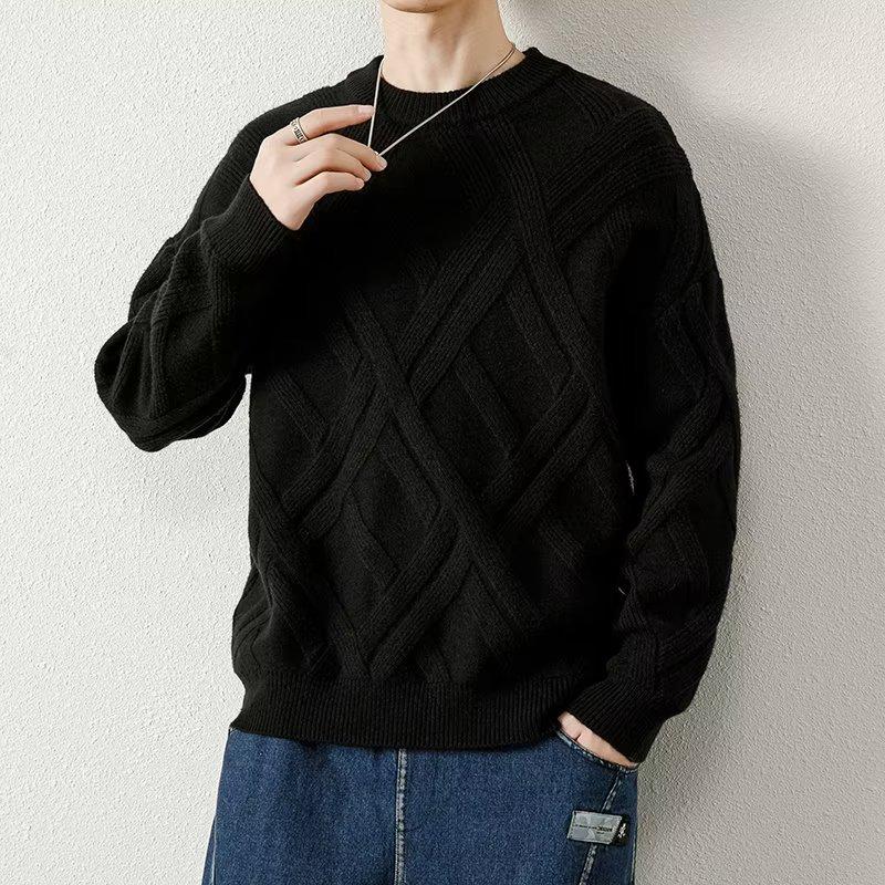 Men s 2025 Knit Wool Sweater - Thickened, Warm, Plus Velvet for Youth & Students 2XL