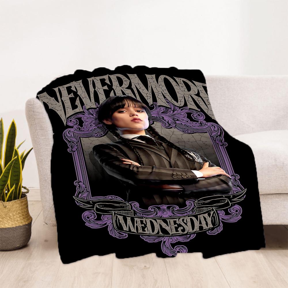 1pc Wednesday Outdoor Blanket Lightweight Flannel, Soft & Warm, All-Season Use for Sofa, Outdoor, Camping, Living Room, Office100