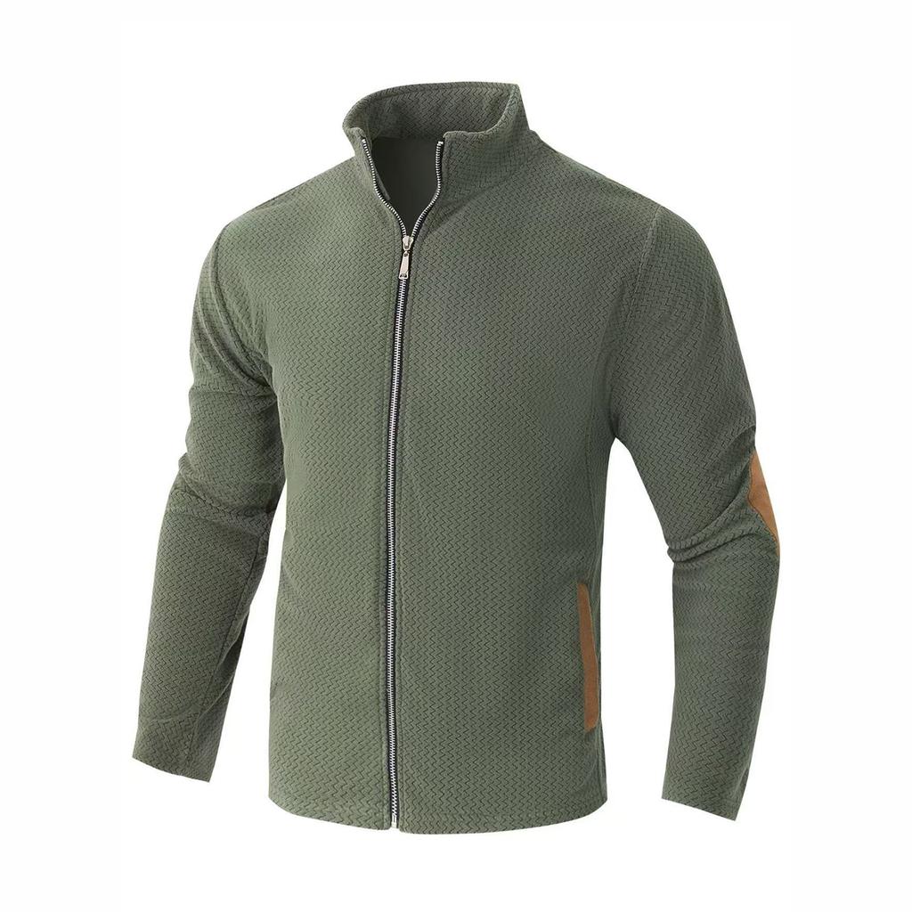 Herren Zip-Up Hoodie Vintage Gefüttertes Sweatshirt Fleece Full-Zip Winter Warme Jacken mit Ellbogenflicken