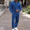 Set Jachetă și Pantaloni Slim Fit din Piele Suedeză pentru Bărbați Toamnă & Iarnă - Stil European & American