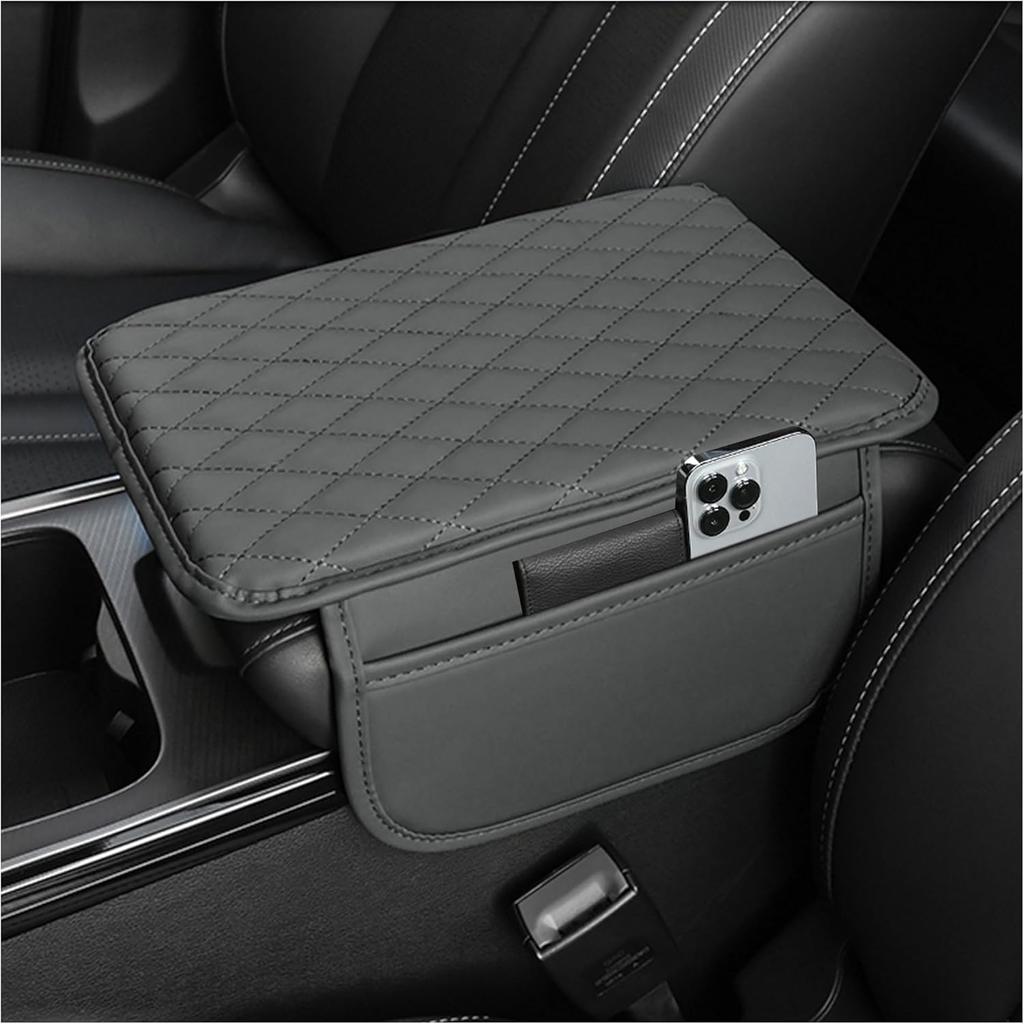 Upgraded Microfiber Leather Car Center Console Armrest Cover Cushion | with 2 Storage Bags Pink Interior Accessory