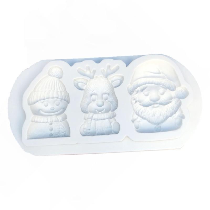  Festival Silicone Cake Molds Set Santa Reindeer Snowman Snowflake Design for Baking Decorations