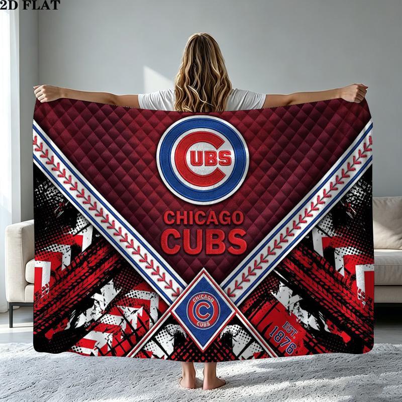 Chicago Cubs Print Flannel Blanket High Quality Warm Comfortable Cover for All Seasons Perfect for Gifts Home Decor
