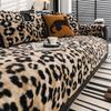 Leopard Print Plush Sofa Cushion  Autumn And Winter New Non-Slip Light Luxury High-End Straight Row Sofa Cushion