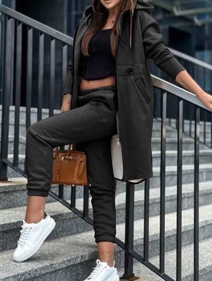 

Модный повседневный флисовый худи-жакет, комплект из двух предметов для женской одежды L