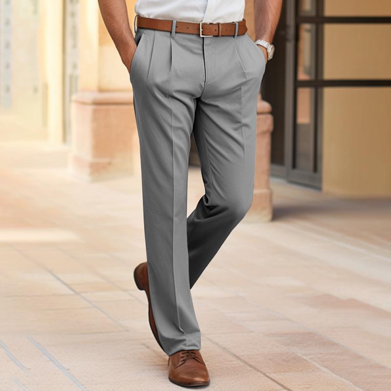

Men’s Slim Fit Wrinkle-Resistant Trousers: Formal/Casual, Spring/Autumn X-Large серый