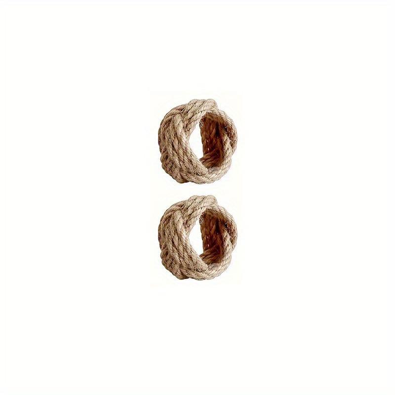 

2 шт. плетеные кольца для салфеток из пеньковой веревки в стиле ретро, коричневые льняные пряжки для салфеток, украшение стола, плетеные вручную кольца для салфеток 2Pcs