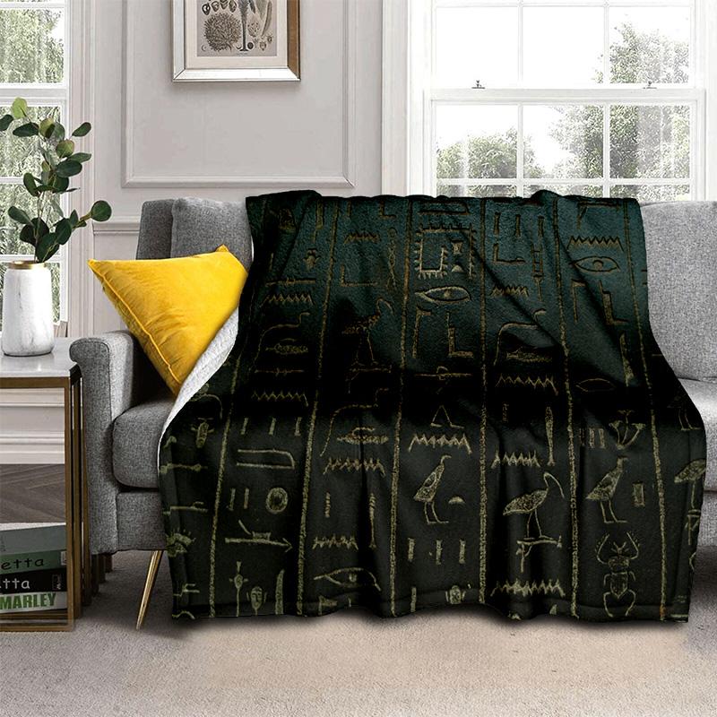 3D Egyptian Pharaoh Hieroglyphics Symbol Blanket,Soft Throw Blanket for Home Bedroom Bed Sofa Picnic Travel Office Cover Blanket