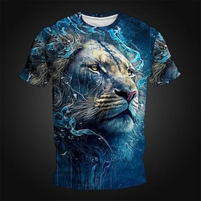 Men's Graphic Animal Lion T Shirt Short Sleeve T Shirt 3D Print Crew Neck Shirt Daily Designer Retro Vintage Sports Outdoor Holiday Going Out