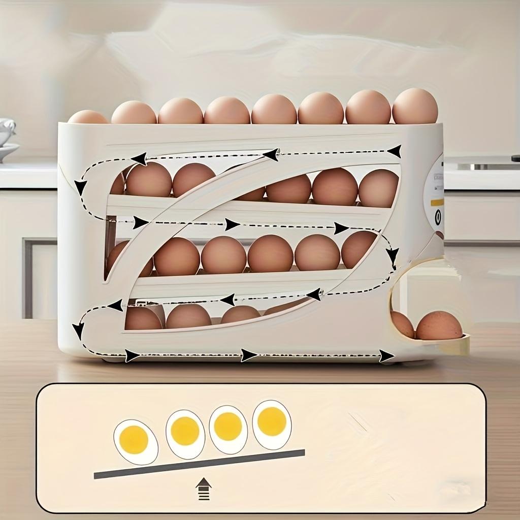 

3-Tier Rolling Egg Holder, 24-Capacity Space-Saving Fridge Organizer, Durable Plastic Egg Tray. 3-tier білий