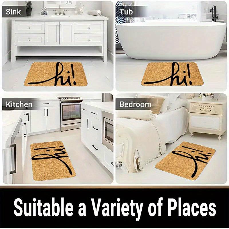 Hallo Schriftzug Design Rutschfeste Fußmatte Saugfähig Waschbar Dekorativer Teppich für Eingang Badezimmer Outdoor Camping