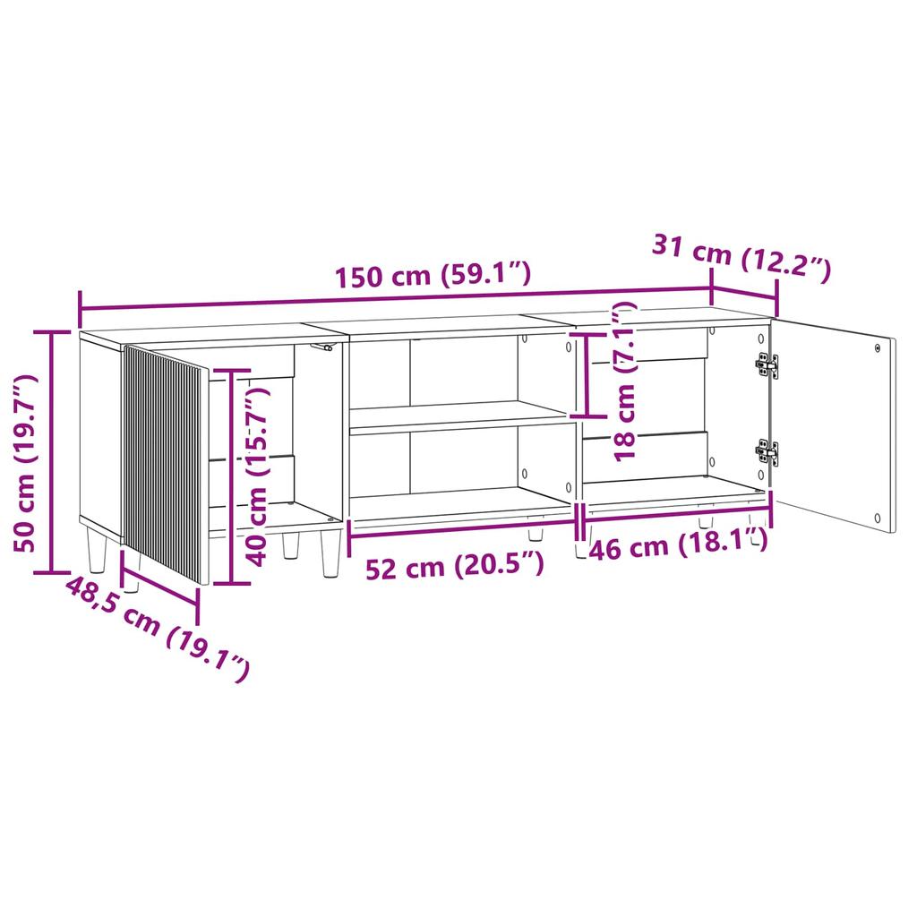 TV Stand White 150 x 31 x 50 cm Particleboard