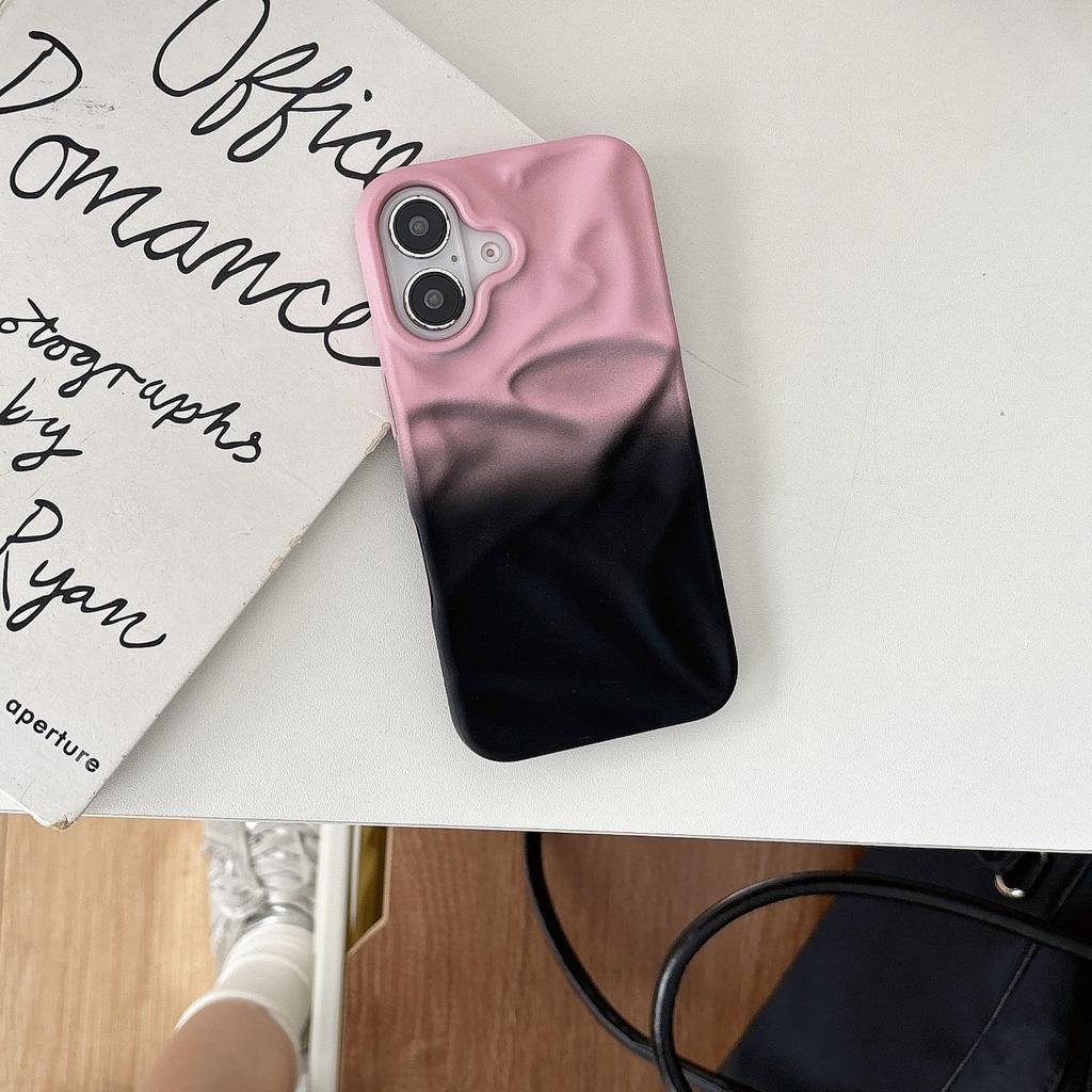 Advanced sense three-dimensional folds gradual change mobile phone case for apple 16promax new iphone15/14/13 tide