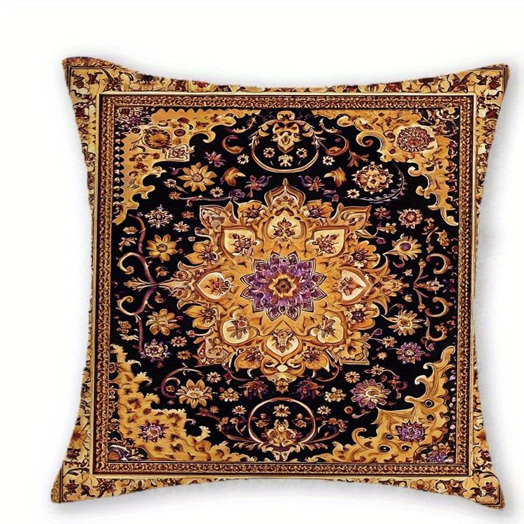 1/4pcs Vintage Persian Floral Carpet Pattern Throw Pillow Covers  Bohemian Decorative Square Cushion Cases