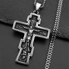 Retro Orthodox Icon Cross Statue Crucifix Pendant Necklace for Women Men Stainless Steel Silver Color Hip Hop Chain Jewelry