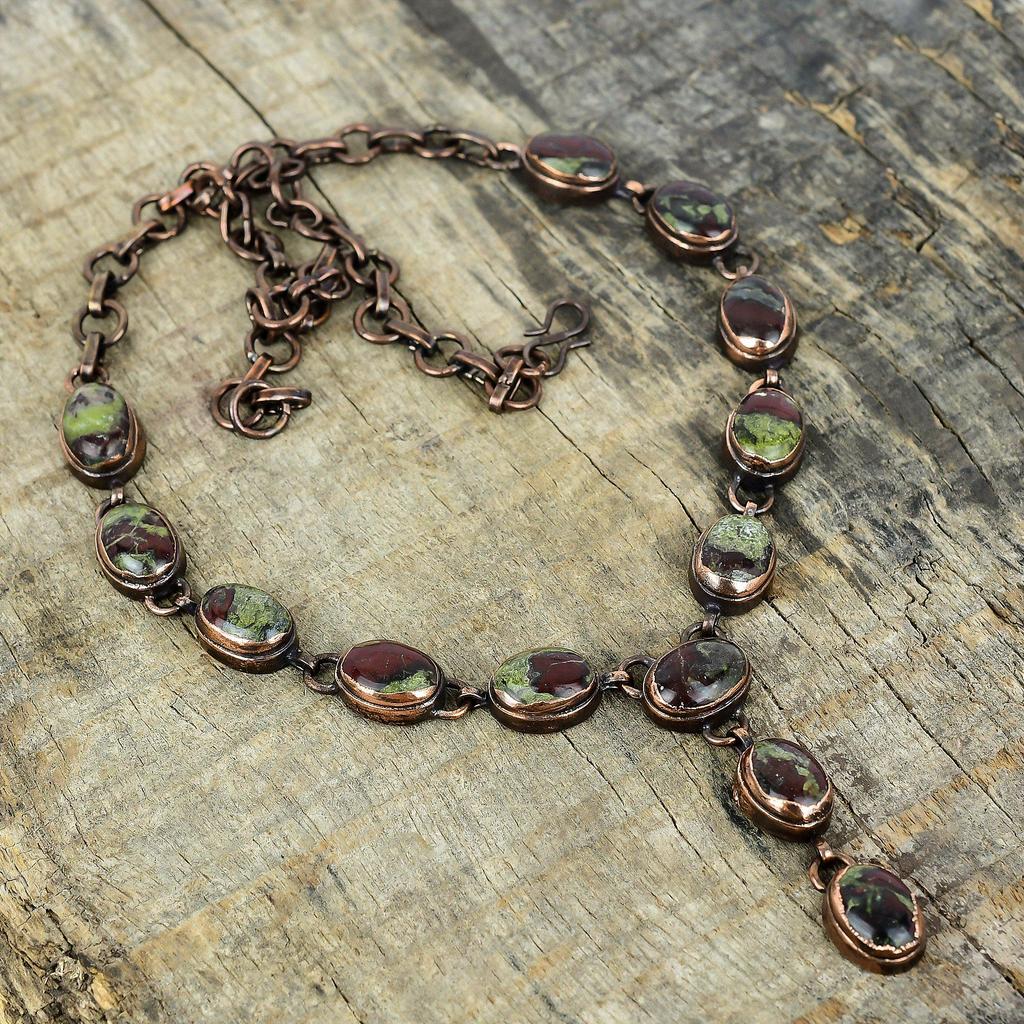 Dragon bloodstone necklace electroformed copper adjustable chain necklace gemstone copper jewelry handmade birthstone necklace gifts for mom