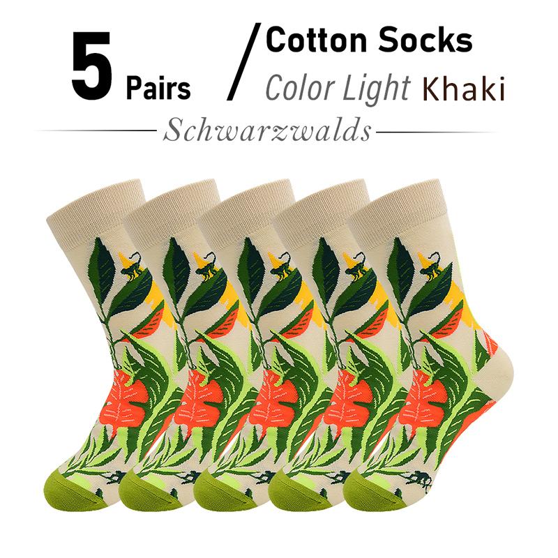 5 Pairs New Arrivals Combed Cotton Women Socks Unisex Cute Floral Styles 8 Color Happy Funny Casual Female Breathable Crew Socks