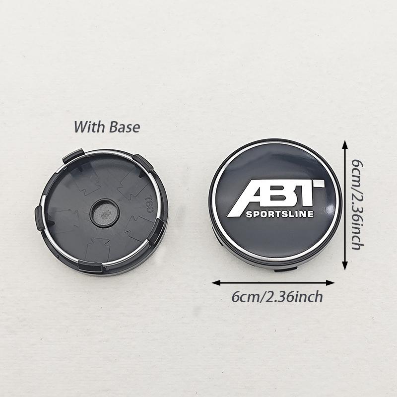 4pcs/set 60mm ABT SPORTSLINE Logo Car Emblem Wheel Hub Center Cap Badge Covers With Black Base For Car Universal Accessories