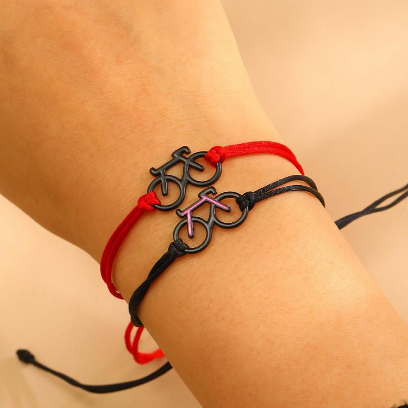 1Pcs Trendy Sports Cycling Periphery Pendant Bracelet Bicycle Hand Woven Rope Bracelet Pink Bicycle Jewelry