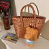 Whimsical Butter Bear Stuffed Toy Keychain Plush Bear Doll Keyring Hanging Ornament for Backpack and Bag Charm Accessory