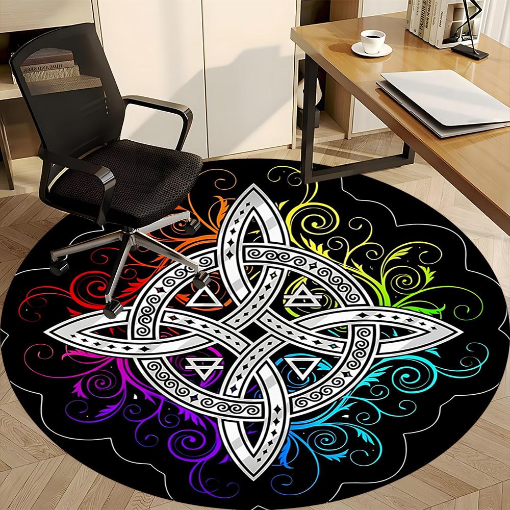 1pc Celtic Mandala Office Round Area Rug, Indoor Mat Suitable For Office, Under Office Chairs Bedroom Living Room Home Decor, Room Deco